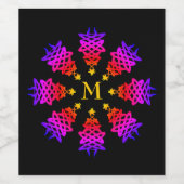 farbenfroh | CHRISTMAS TREE | Monogramm Weinetikett (Einzelnes Label)