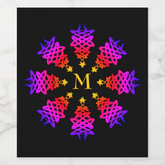 farbenfroh | CHRISTMAS TREE | Monogramm Weinetikett (Einzelnes Label)