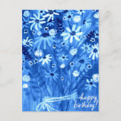 farbenfroh Daisy Bouquet Blue Birthday Postkarte (Vorderseite)