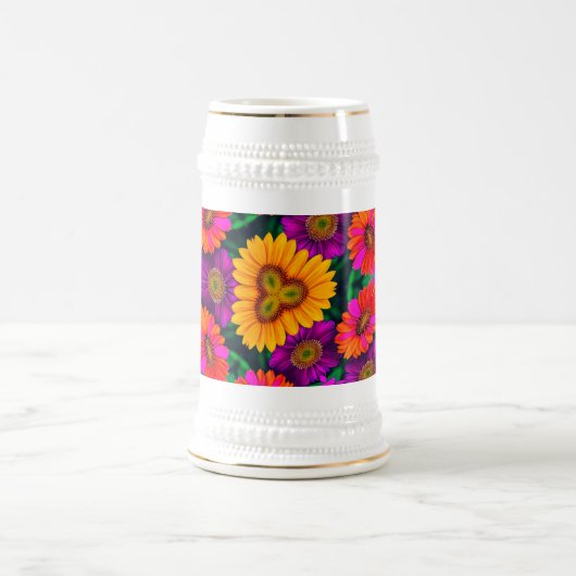 farbenfroh Daisy Bouquet Pattern Bierglas (Mittel)