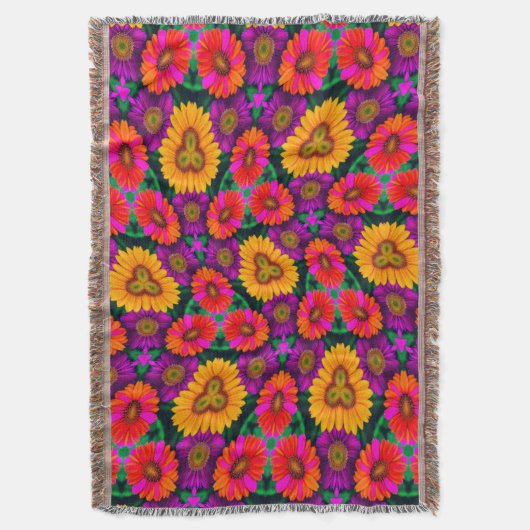 farbenfroh Daisy Bouquet Pattern Decke (Vorderseite Vertikal)