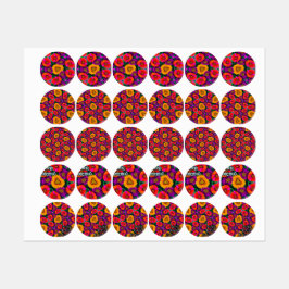 farbenfroh Daisy Bouquet Pattern Etiketten