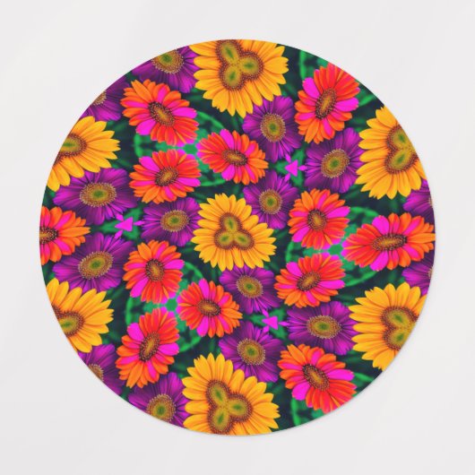 farbenfroh Daisy Bouquet Pattern Etiketten (Design 2)