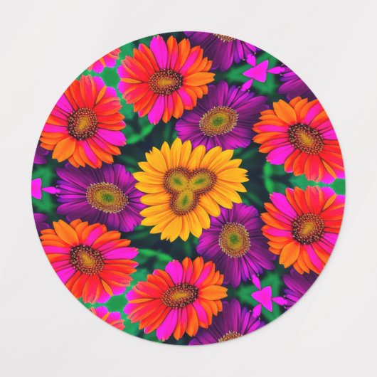 farbenfroh Daisy Bouquet Pattern Etiketten (Design 1)