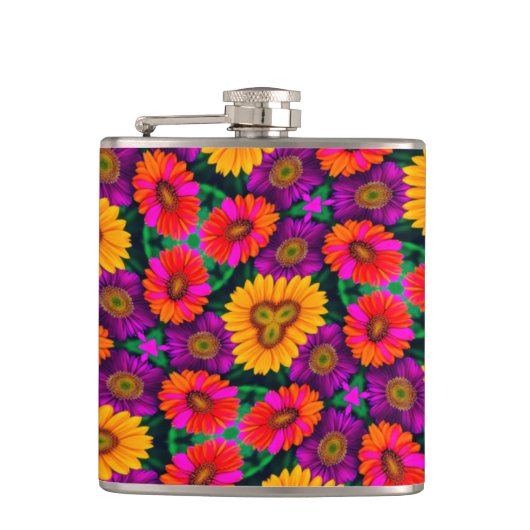 farbenfroh Daisy Bouquet Pattern Flachmann (Vorderseite)
