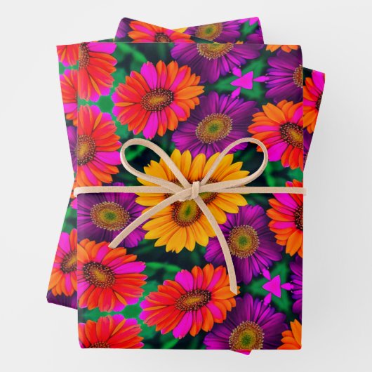farbenfroh Daisy Bouquet Pattern Geschenkpapier Set (Beispiel)