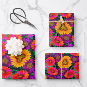 farbenfroh Daisy Bouquet Pattern Geschenkpapier Set