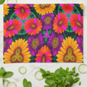 farbenfroh Daisy Bouquet Pattern Geschirrtuch (Gefaltet)