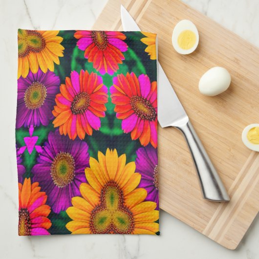 farbenfroh Daisy Bouquet Pattern Geschirrtuch (Viertel Falte)