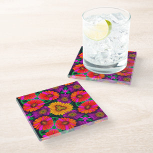 farbenfroh Daisy Bouquet Pattern Glasuntersetzer