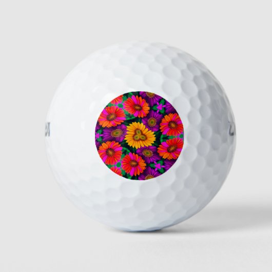 farbenfroh Daisy Bouquet Pattern Golfball (Vorderseite)