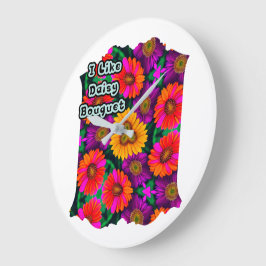 farbenfroh Daisy Bouquet Pattern Große Wanduhr