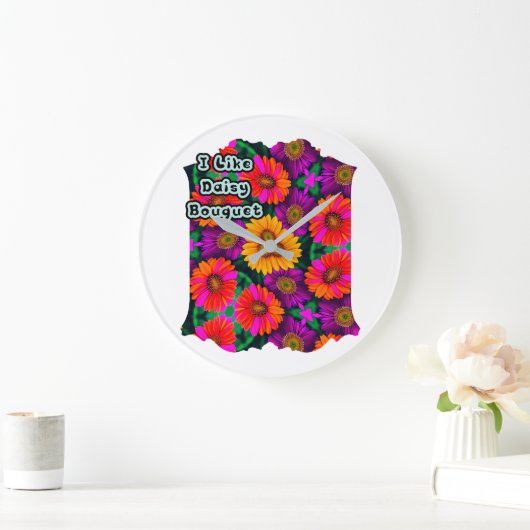 farbenfroh Daisy Bouquet Pattern Große Wanduhr (Zuhause)