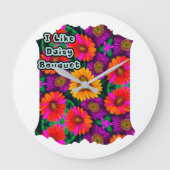 farbenfroh Daisy Bouquet Pattern Große Wanduhr (Vorderseite)