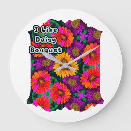 farbenfroh Daisy Bouquet Pattern Große Wanduhr