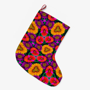 farbenfroh Daisy Bouquet Pattern Großer Weihnachtsstrumpf