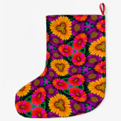 farbenfroh Daisy Bouquet Pattern Großer Weihnachtsstrumpf (Rückseite)