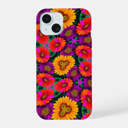farbenfroh Daisy Bouquet Pattern iPhone 15 Hülle (Rückseite)