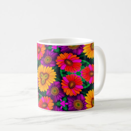 farbenfroh Daisy Bouquet Pattern Kaffeetasse (VorderseiteRechts)