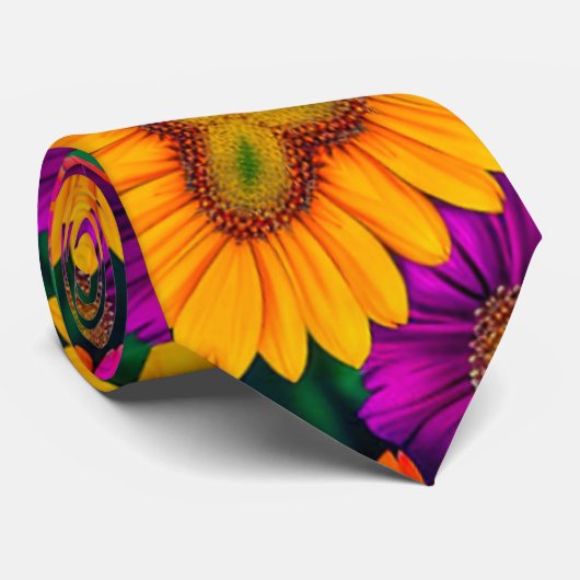 farbenfroh Daisy Bouquet Pattern Krawatte (Gerollt)