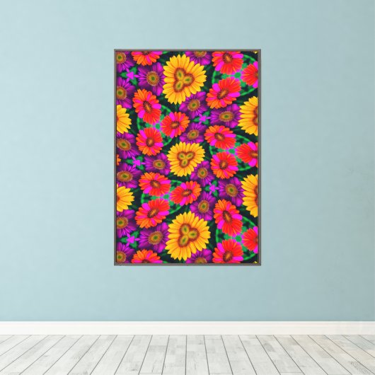 farbenfroh Daisy Bouquet Pattern Leinwanddruck (Insitu (Holzboden))