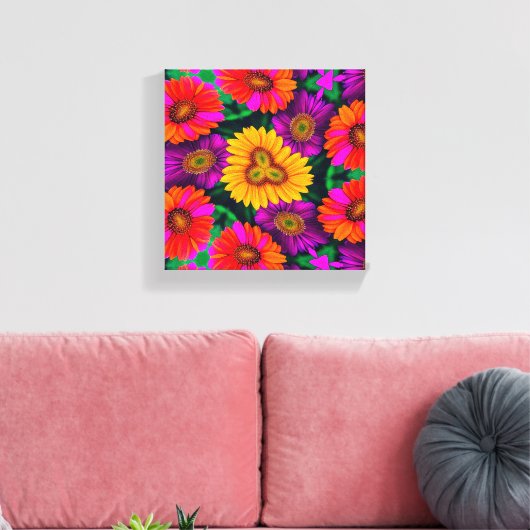 farbenfroh Daisy Bouquet Pattern Leinwanddruck (Insitu (Wohnzimmer))