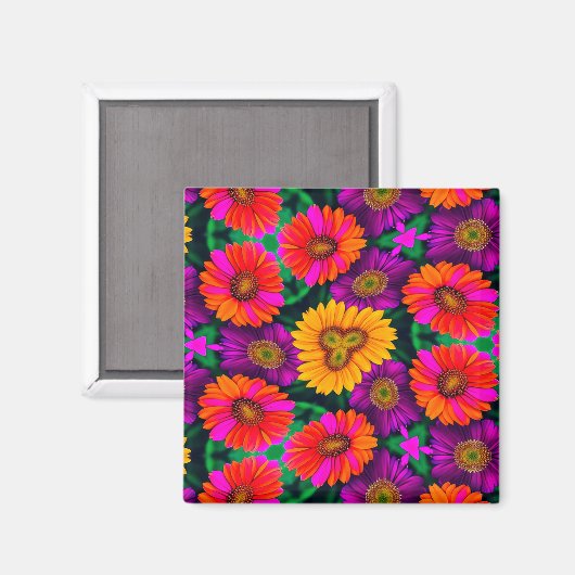 farbenfroh Daisy Bouquet Pattern Magnet (Vorderseite/Rückseite)