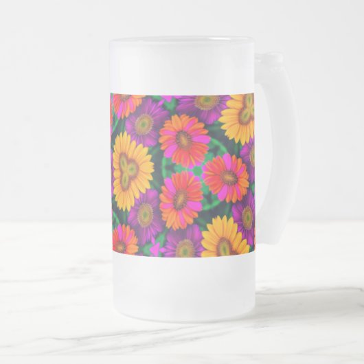 farbenfroh Daisy Bouquet Pattern Mattglas Bierglas (VorderseiteRechts)