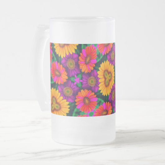 farbenfroh Daisy Bouquet Pattern Mattglas Bierglas (Vorderseite Links)