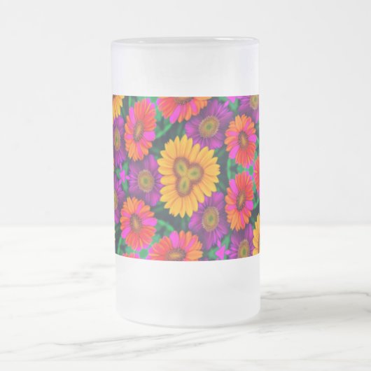 farbenfroh Daisy Bouquet Pattern Mattglas Bierglas (Mittel)