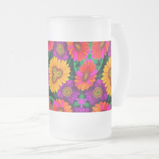 farbenfroh Daisy Bouquet Pattern Mattglas Bierglas (VorderseiteRechts)