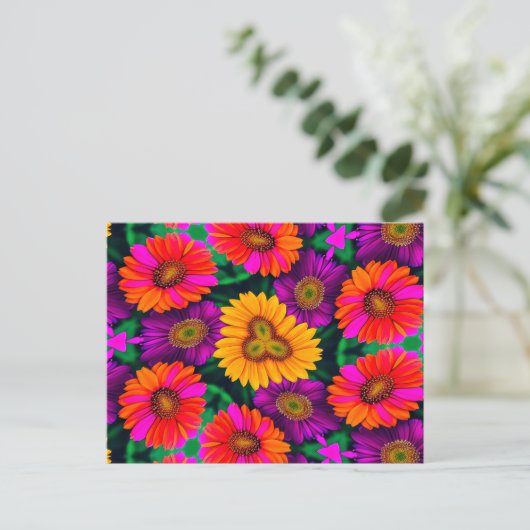 farbenfroh Daisy Bouquet Pattern Postkarte (Stehend Vorderseite)