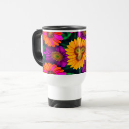 farbenfroh Daisy Bouquet Pattern Reisebecher