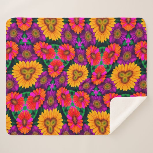 farbenfroh Daisy Bouquet Pattern Sherpadecke (Vorderseite (Horizontal))