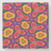 farbenfroh Daisy Bouquet Pattern Steinuntersetzer (Vorderseite)