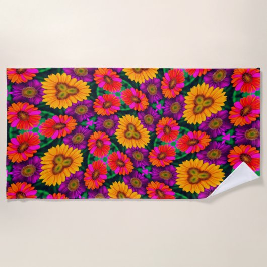farbenfroh Daisy Bouquet Pattern Strandtuch (Vorderseite)