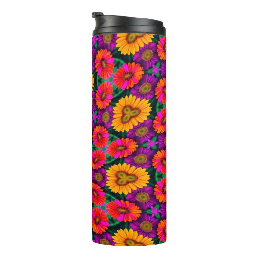 farbenfroh Daisy Bouquet Pattern Thermosbecher (Nach rechts gedreht)