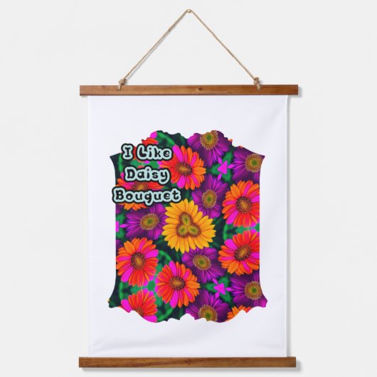 farbenfroh Daisy Bouquet Pattern Wandteppich Mit Holzrahmen (Vorderseite)