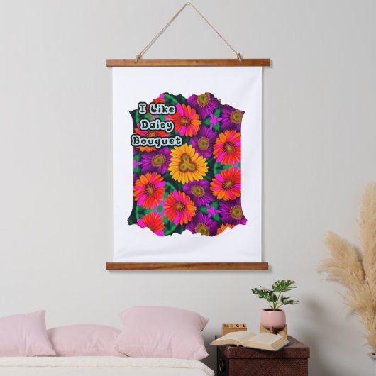 farbenfroh Daisy Bouquet Pattern Wandteppich Mit Holzrahmen (Schlafzimmer)