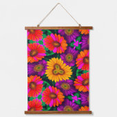 farbenfroh Daisy Bouquet Pattern Wandteppich Mit Holzrahmen (Vorderseite)