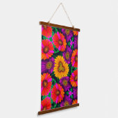 farbenfroh Daisy Bouquet Pattern Wandteppich Mit Holzrahmen (Gewinkelt)