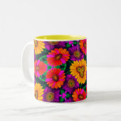farbenfroh Daisy Bouquet Pattern Zweifarbige Tasse (Vorderseite Links)