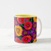 farbenfroh Daisy Bouquet Pattern Zweifarbige Tasse (VorderseiteRechts)