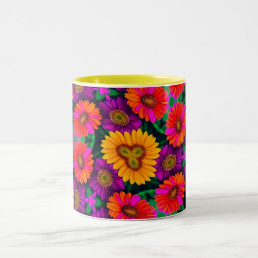 farbenfroh Daisy Bouquet Pattern Zweifarbige Tasse (Mittel)