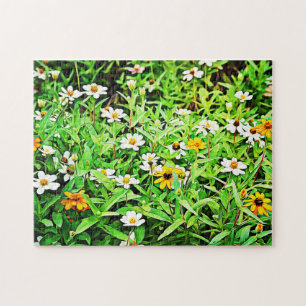 Farbenfroh Daisy Zinnia Blumengarten Puzzle