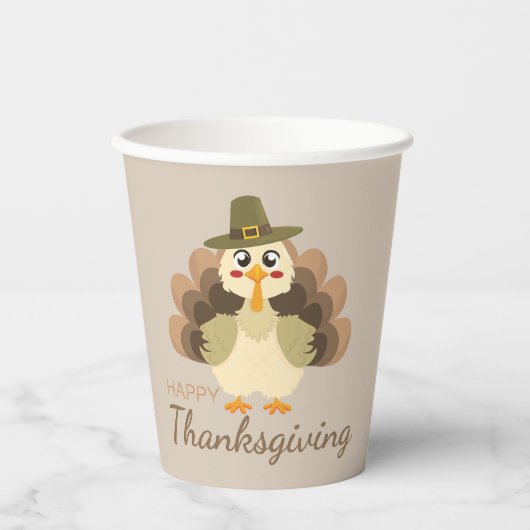 Farbenfroh Dank Niedlich Türkei Minimalistisch Pappbecher (Vorderseite)