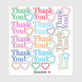 Farbenfroh "Danke!" Aufkleber (Blatt)