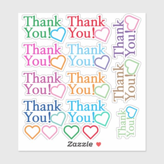 Farbenfroh "Danke!" Aufkleber (Blatt)