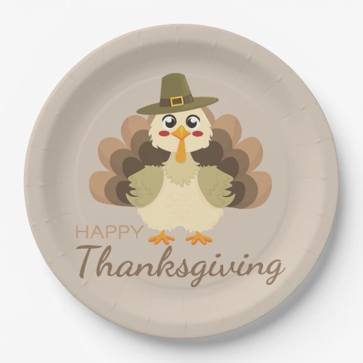 Farbenfroh Danksagung Niedliches türkisches Piligr Pappteller (Vorderseite)