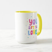 Farbenfroh, dass du so geliebt bist tasse (VorderseiteRechts)